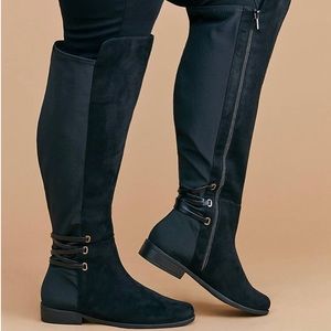 Lane Bryant Over-the-Knee Black Corset-back Boots